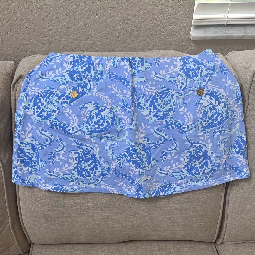 Lilly Pulitzer Blue and Light Blue Printed Cotton Skirt